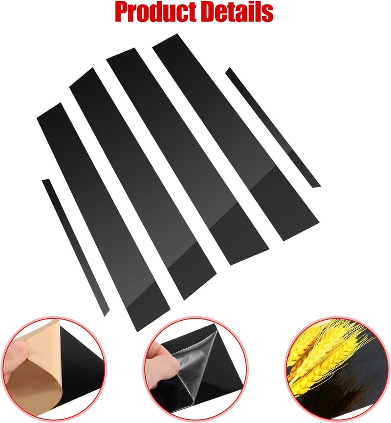 BASIKER 6 Pcs Compatible with Toyota Corolla 2014-2018 Door Window Trim Anti Scratch Stickers Door Pillar Moldings - Image 3